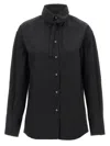 Fabiana Filippi Cotton Poplin Shirt With Knotted Lace Collar In Black