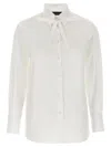 Fabiana Filippi Cotton Poplin Shirt With Knotted Lace Collar In White