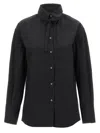 Fabiana Filippi Cotton Poplin Shirt With Knotted Lace Collar In Black