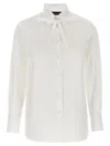 Fabiana Filippi Cotton Poplin Shirt With Knotted Lace Collar In White