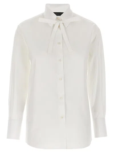 FABIANA FILIPPI COTTON POPLIN SHIRT WITH KNOTTED LACE COLLAR