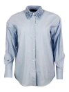 FABIANA FILIPPI COTTON POPLIN SHIRT WITH LONG SLEEVES AND BUTTON CLOSURE. OVERSIZED LINE AND MUSHROOM APPLICATIONS O