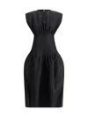 Fabiana Filippi Cotton Silk Mikado Sleeveless Dress Fitted At Waist In Black