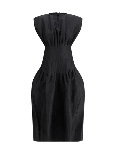 Fabiana Filippi Cotton Silk Mikado Sleeveless Dress Fitted At Waist In Black