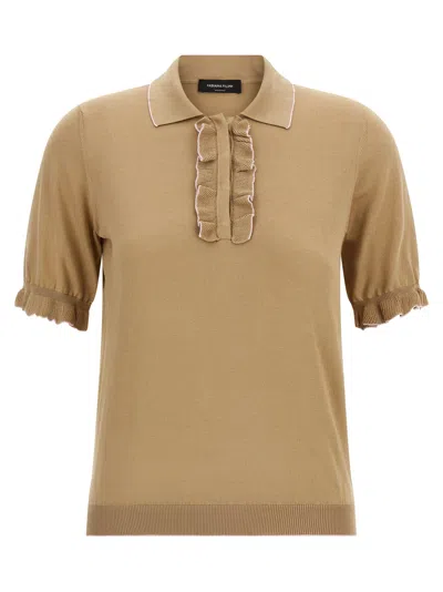 Fabiana Filippi Silk Cotton Polo Shirt Short Sleeves In Brown
