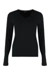 Fabiana Filippi V-neck Long Sleeve Cotton Knit Sweater In Black