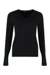 Fabiana Filippi V-neck Long Sleeve Cotton Knit Sweater In Black
