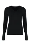 Fabiana Filippi V-neck Long Sleeve Cotton Knit Sweater In Black