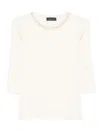 Fabiana Filippi Stylish Knit Sweater Embellished Neckline In Neutral