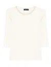 Fabiana Filippi Stylish Knit Sweater Embellished Neckline In White