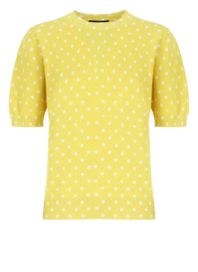 Fabiana Filippi Cotton Sweater With All-over Polka Dot Pattern In Yellow