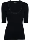 Fabiana Filippi Close-fitting Cotton T-shirt Scoop Neck In Blue