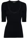 Fabiana Filippi Close-fitting Cotton T-shirt Scoop Neck In Blue