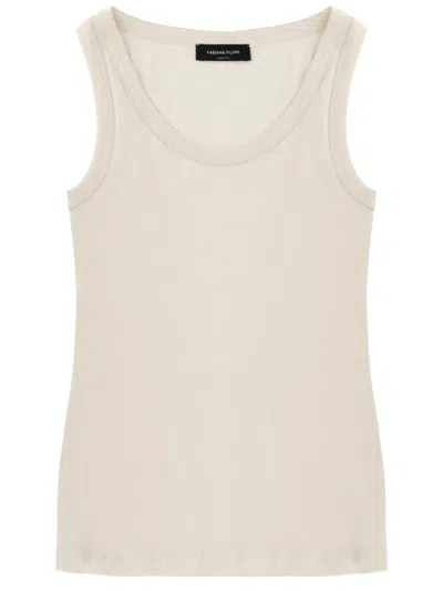 Fabiana Filippi Cotton Elastane T-shirt In Neutral