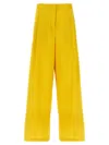 Fabiana Filippi Wide-leg Cotton Blend Trousers With Pin Tucks In Yellow
