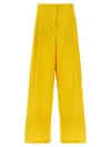 Fabiana Filippi Wide-leg Cotton Blend Trousers With Pin Tucks In Yellow