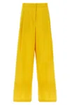 Fabiana Filippi Wide-leg Cotton Blend Trousers With Pin Tucks In Yellow
