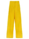 Fabiana Filippi Wide-leg Cotton Blend Trousers With Pin Tucks In Yellow