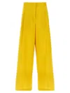 Fabiana Filippi Wide-leg Cotton Blend Trousers With Pin Tucks In Yellow