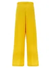 Fabiana Filippi Wide-leg Cotton Blend Trousers With Pin Tucks In Yellow