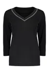 Fabiana Filippi Cotton V-neck Sweater In Black
