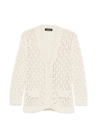 Fabiana Filippi Knit Cardigan Long Sleeves V Neckline Pockets In White