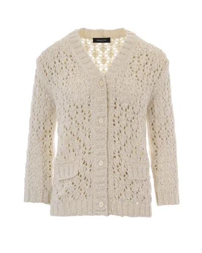 Fabiana Filippi Cotton V-necked Cardigan In Neutral