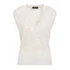 Fabiana Filippi V-neck Vanilla White Virgin Wool Vest In Vaniglia