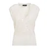 Fabiana Filippi V-neck Vanilla White Virgin Wool Vest In Vaniglia