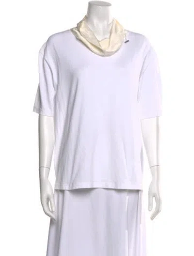 Pre-owned Fabiana Filippi Cowl Neck Short Sleeve T-shirt W/ Tags In White