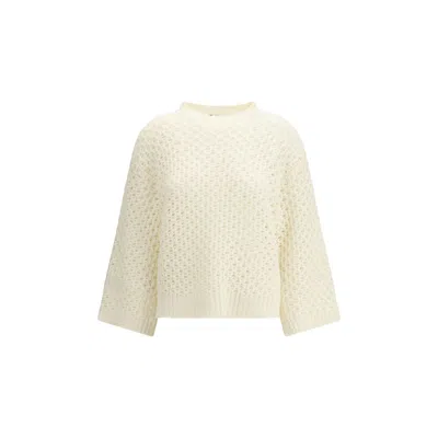 Fabiana Filippi Cream Fleece Wool Sweatshirt In White