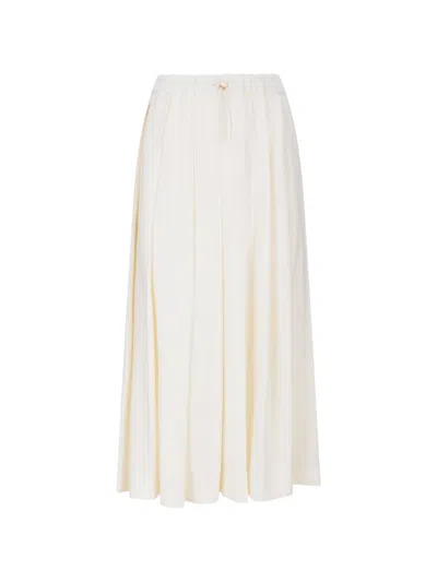 Fabiana Filippi Pleated Skirt Techno Tailoring Fabric In White