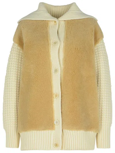 Fabiana Filippi Cream Shearling Jacket In Beige