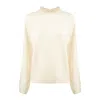 Fabiana Filippi Cream Virgin Wool Sweater With Monile Collar In White