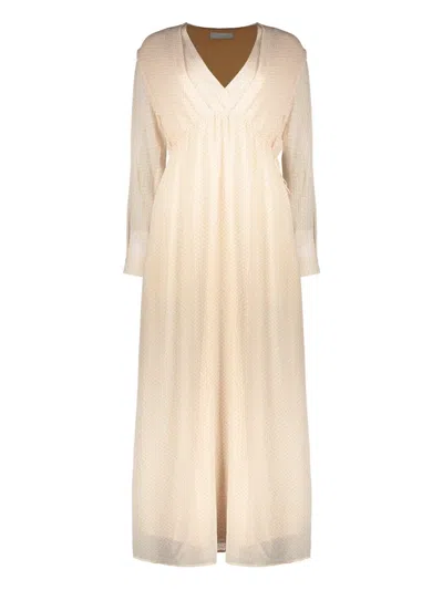 Fabiana Filippi Crepe-texture Maxi Dress In Pale Pink