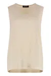 Fabiana Filippi Sleeveless Blouse With V-neckline And Monile Trim In Green