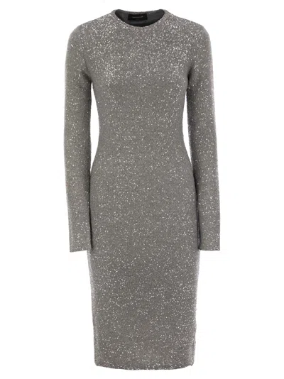 Fabiana Filippi Women's Crew-neck Dress With Micro Sequins In Grey