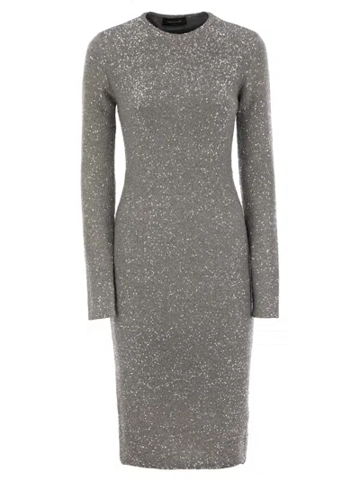 Fabiana Filippi Women's Crew-neck Dress With Micro Sequins In Grey