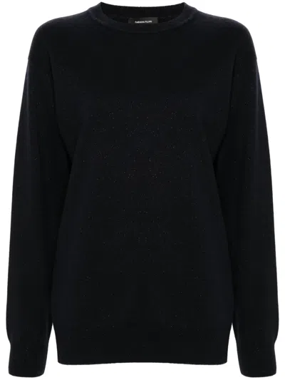 Fabiana Filippi Crew-neck Glittered Jumper In Blue