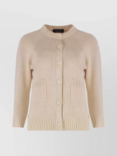 Fabiana Filippi Crew Neck Knit Cardigan In Brown