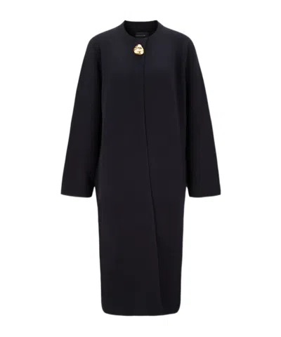 Fabiana Filippi Crew Neck Knitted Coat In Blue