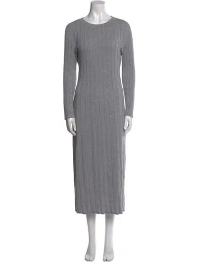 Pre-owned Fabiana Filippi Crew Neck Long Dress In Gray