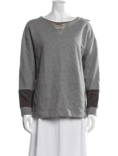 Pre-owned Fabiana Filippi Crew Neck Long Sleeve Sweatshirt In Gray
