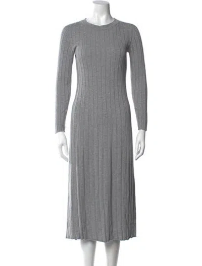 Pre-owned Fabiana Filippi Crew Neck Midi Length Dress In Gray