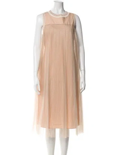 Pre-owned Fabiana Filippi Crew Neck Midi Length Dress In Neutral