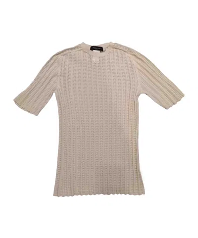 Fabiana Filippi Crew Neck Ribbed Knit Sweater In Brown
