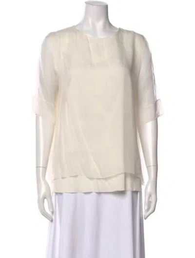 Pre-owned Fabiana Filippi Crew Neck Short Sleeve Blouse In Neutral
