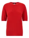 Fabiana Filippi Short-sleeved Cashmere Sweater With Ribbed Trims In Red