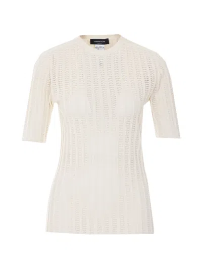 Fabiana Filippi Knitwear Crew Neck Short Sleeves Semi Sheer In Neutral