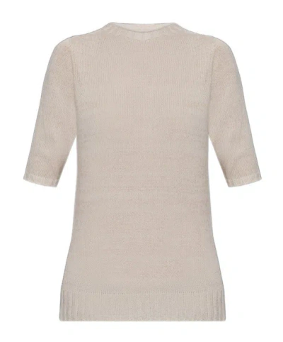 Fabiana Filippi Crew Neck Short-sleeved Knit Sweater In Neutral